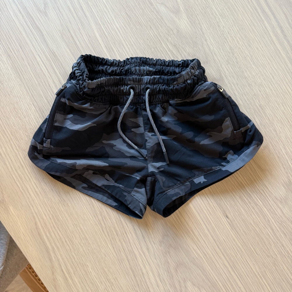 Athleta Girl Black and Gray Camouflage Shorts